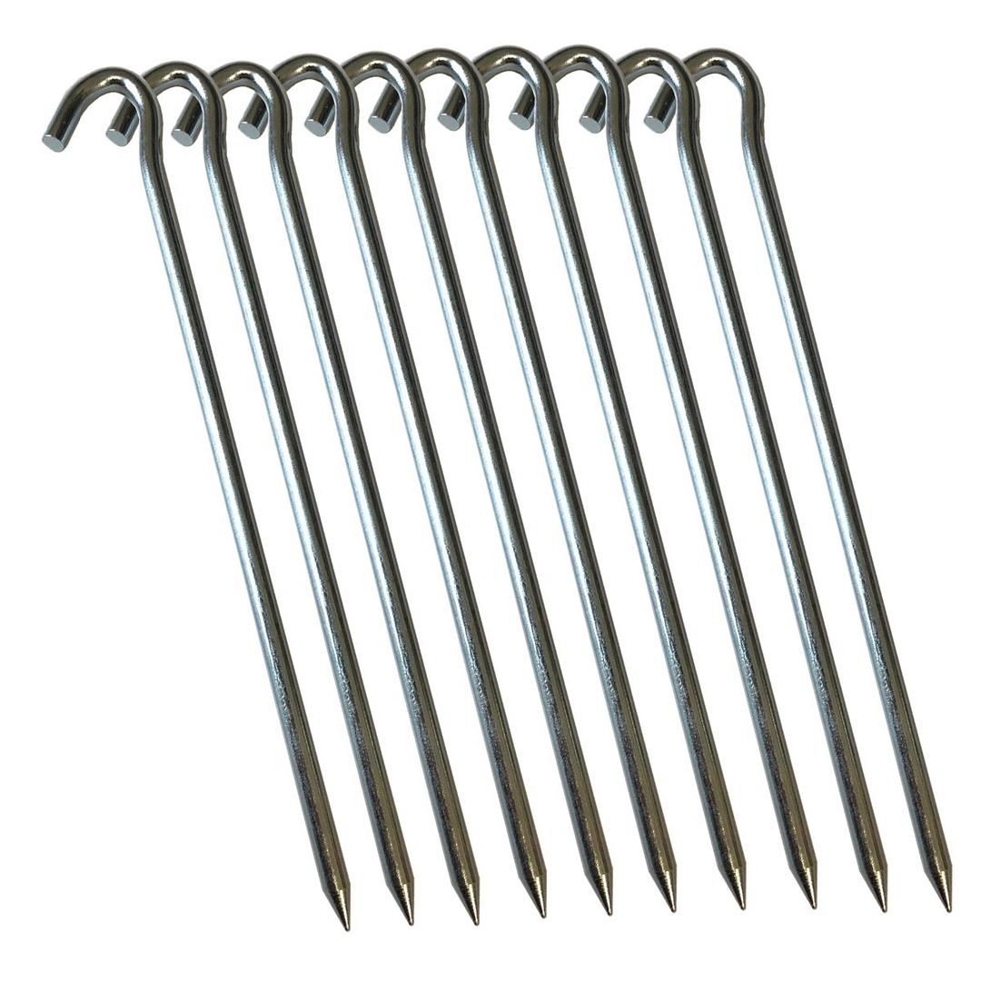 10 x Heavy Duty Galvanised Metal Tent Pegs ForCamping Gazebo Ground Sheet